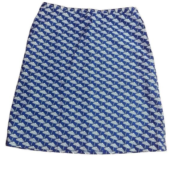 Boden British PRINTED COTTON A-LINE SKIRT w pockets Klein Blue Parasol US 8 - Picture 1 of 10